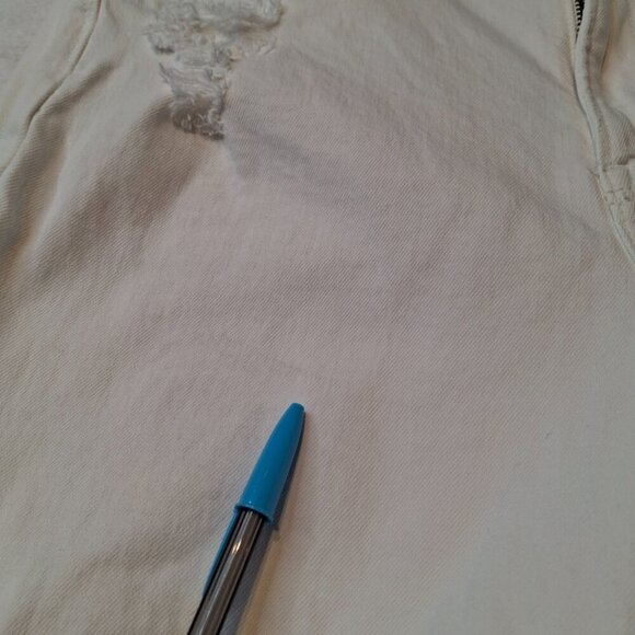 American Eagle Mom Straight Jean Sz 8 X-Short 5 Pocket Distressed Neutral Boho - Picture 15 of 16